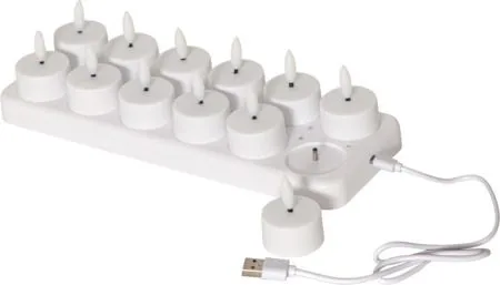 Flamme Charge LED Värmeljus 12-pack, vit