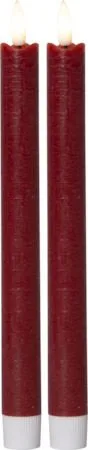 Flamme Rustic LED Antikljus 2-pack 24,5 cm, mörkröd