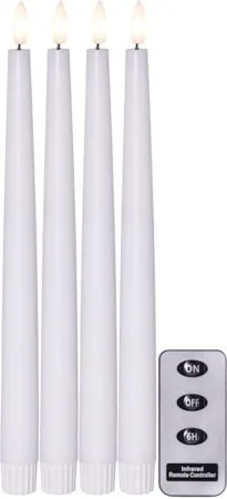 Flamme Slim LED Antikljus 4-pack, vit