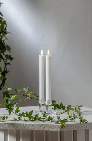 Flamme Stripe LED Antikljus 2-pack 25 cm - vit - Belysning & el - Inomhusbelysning & lampor - Dekorationsbelysning