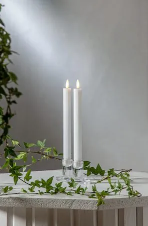 Flamme Stripe LED Antikljus 2-pack 25 cm - vit - Belysning & el - Inomhusbelysning & lampor - Dekorationsbelysning