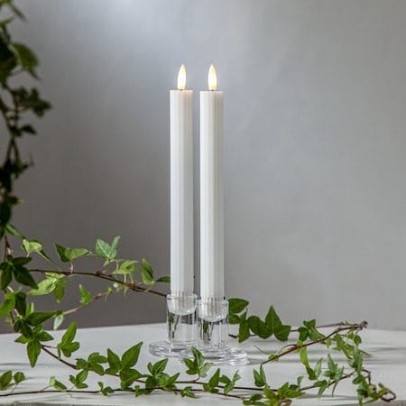 Flamme Stripe LED Antikljus 2-pack 25 cm - vit - Belysning & el - Inomhusbelysning & lampor - Dekorationsbelysning