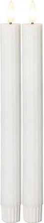 Flamme Stripe LED Antikljus 2-pack 25 cm, vit