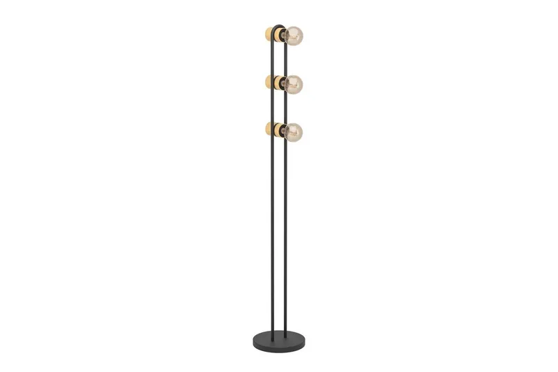 Golvlampa Eglo Chieveley med 3 Lampor, Svart/Brun