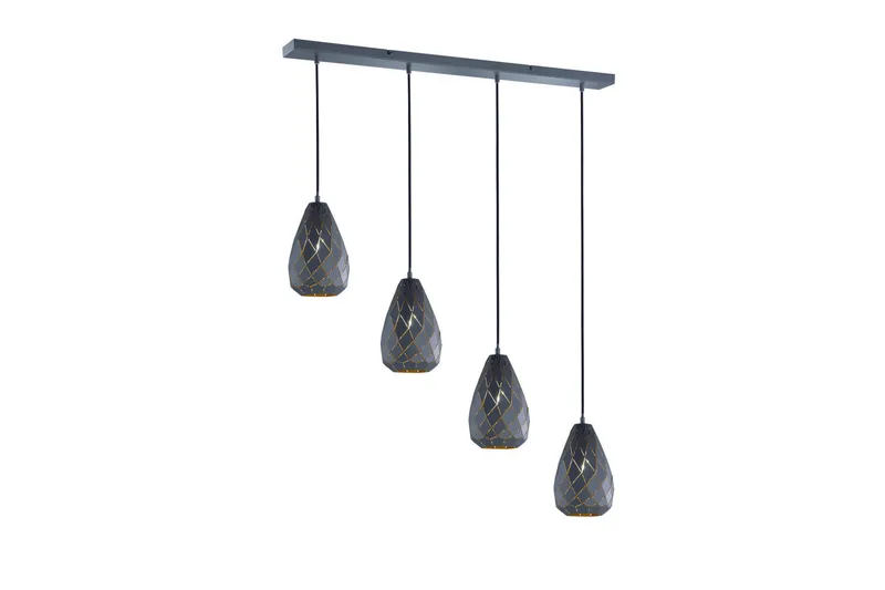 Onyx Taklampa 4L  E27 antracit/ guld, Antracit/Guld