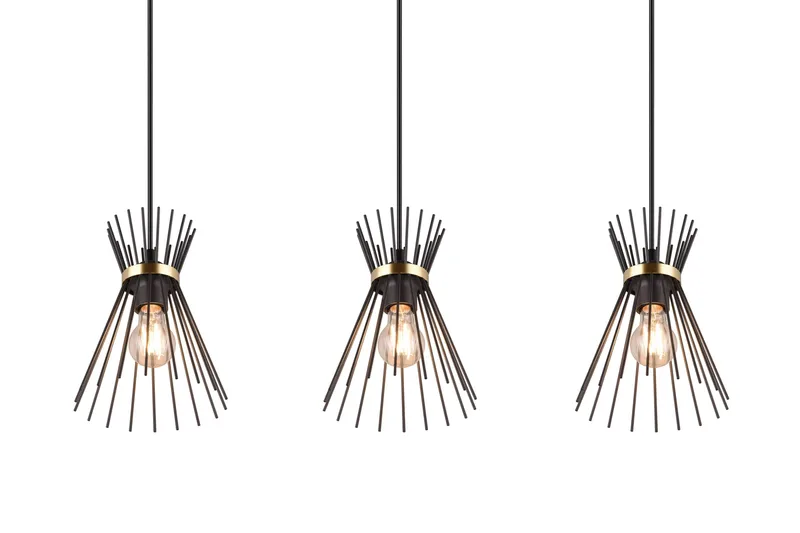 Rod Taklampa 3L E27 svart/ guld - Svart/Guld - Belysning & el - Inomhusbelysning & lampor - Kökslampa - Taklampa kök