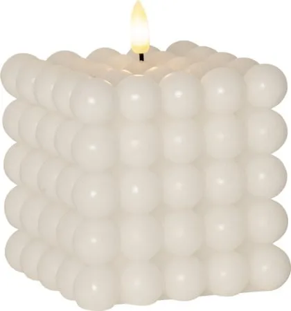 LED Blockljus Flamme Dot 10x12,5 cm, Vit