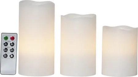 May LED Blockljus 3-pack 7.5 cm, marmorerad vit