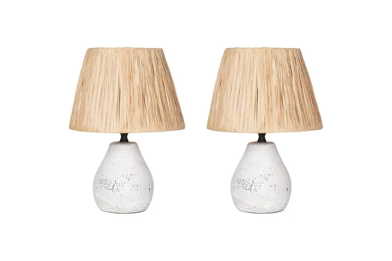 Favignito Bordslampa 2 st 31 cm E27, Vit/Natur