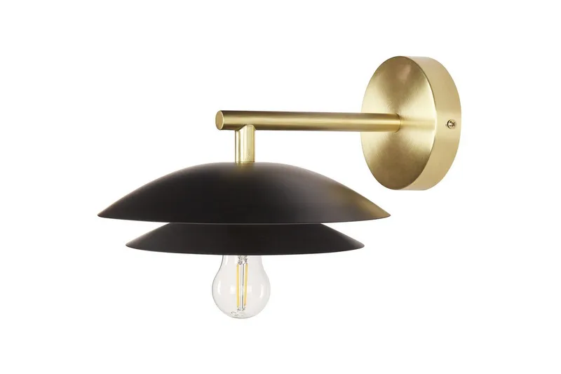 Solab Vägglampa E27, Svart/Guld