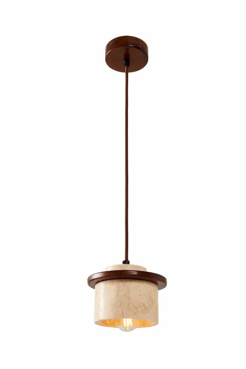Meyros Pendellampa, Beige Och Valnöt