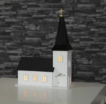 Churchill Inomhusdekoration kyrka 25.5 cm - vit och svart - Belysning & el - Julbelysning - Övrig julbelysning
