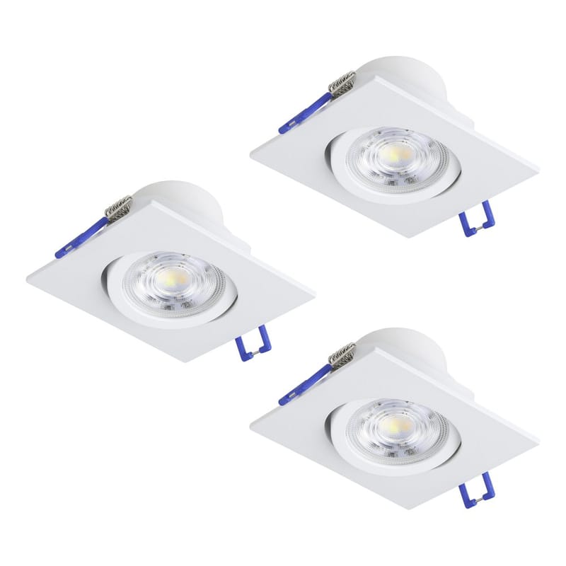 Infälld Lampa Saliceto 88x88 mm 4000K Set om 3, Vit