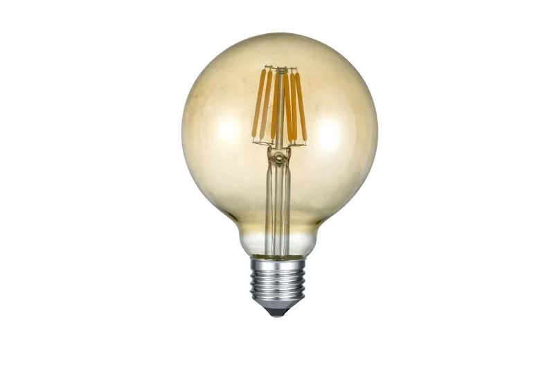 LK LED E27 filament big globe 8W 810lm 2700K brun 3-steg, Brun