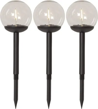 Globe 3 pack Solcellspollare 25 cm, svart och klar