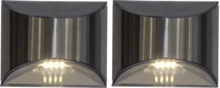 Wally 2 pack Solcellsvägglykta 10 cm, silver