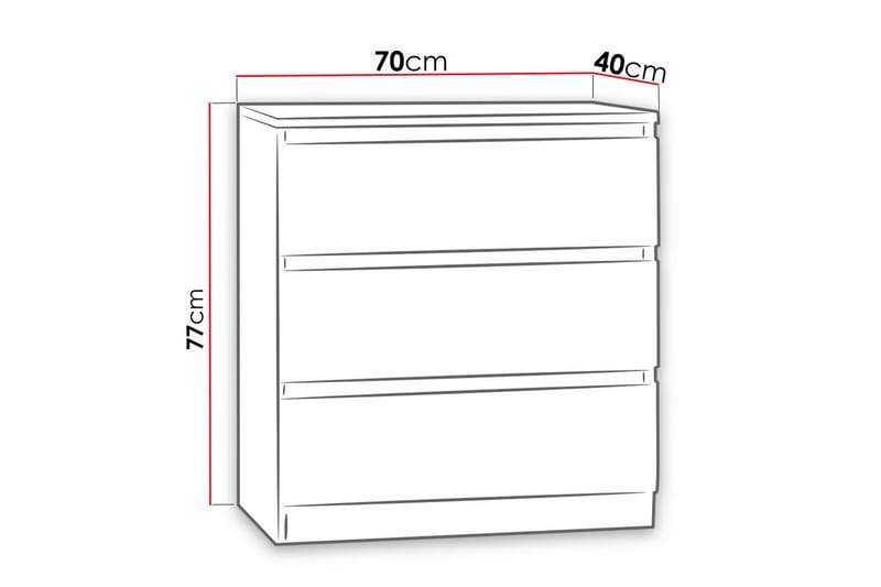 Basildon Byrå 70x40x77 cm - Vit - Förvaring - Förvaringsmöbler - Byrå - Hallbyrå