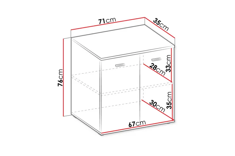 Byrå 71 cm - Vit - Förvaring - Skåp - Förvaringsskåp