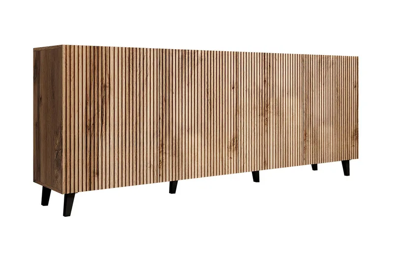 Juniskär Skänk med Förvaring trä 40x82x200 cm, Svart / Ek / Ribbad