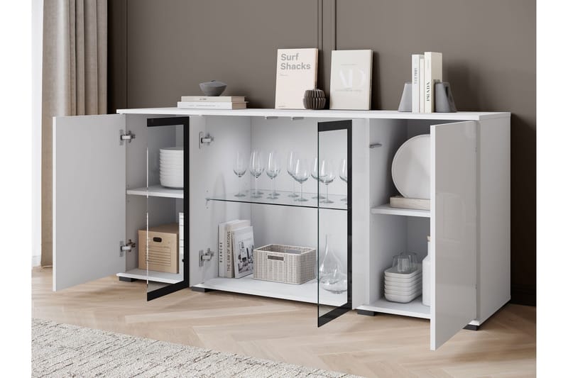 Gamal Skänk 150x40 cm i Trä med Dörrar - Svart - Förvaring - Förvaringsmöbler - Sideboard & skänk