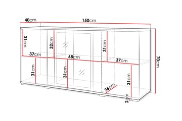 Gamal Skänk 150x40 cm i Trä med Dörrar - Svart - Förvaring - Förvaringsmöbler - Sideboard & skänk