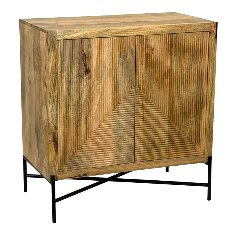 Livano Sideboard 91 cm 3D-mönster Industriell stil, varm ljusbrun och svart