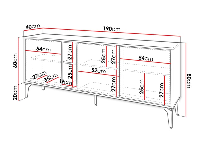 Lorvenn Skänk 190x40 cm - Brun/Svart - Förvaring - Förvaringsmöbler - Sideboard & skänk