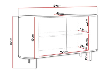 Pantego Skänk 139x40 cm - Brun - Förvaring - Förvaringsmöbler - Sideboard & skänk