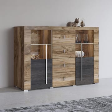 Roger Skänk med 2 Dörrar och 4 Lådor 132 cm i Trä med Valnötsutseende - Brun - Förvaring - Förvaringsmöbler - Sideboard & skänk