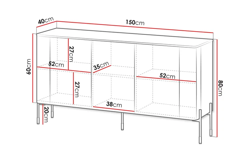 Sherie Skänk 150x40 cm - Beige - Förvaring - Förvaringsmöbler - Sideboard & skänk