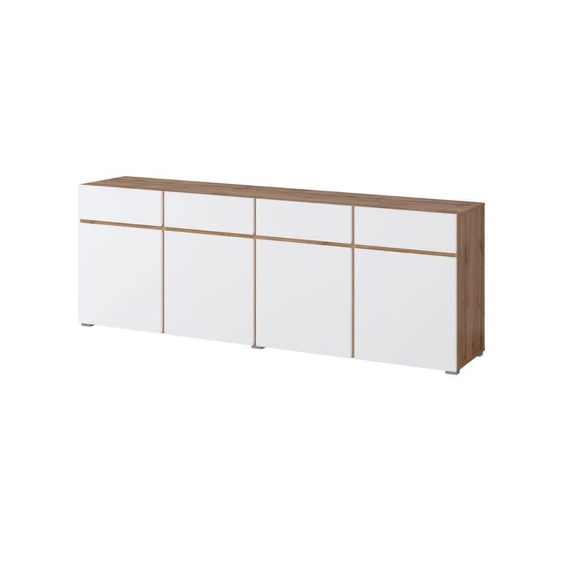 Sideboard Cross 4 dörrar med 4 lådor, Vit