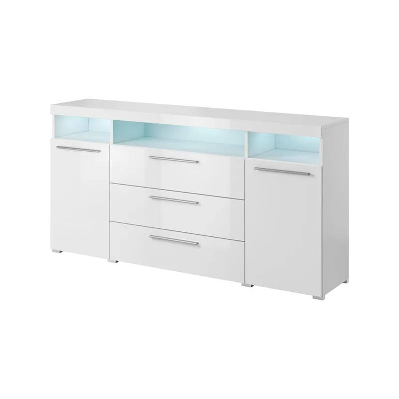 Sideboard Indien 2 Dörrar med 3 Lådor, Vit, 182 cm