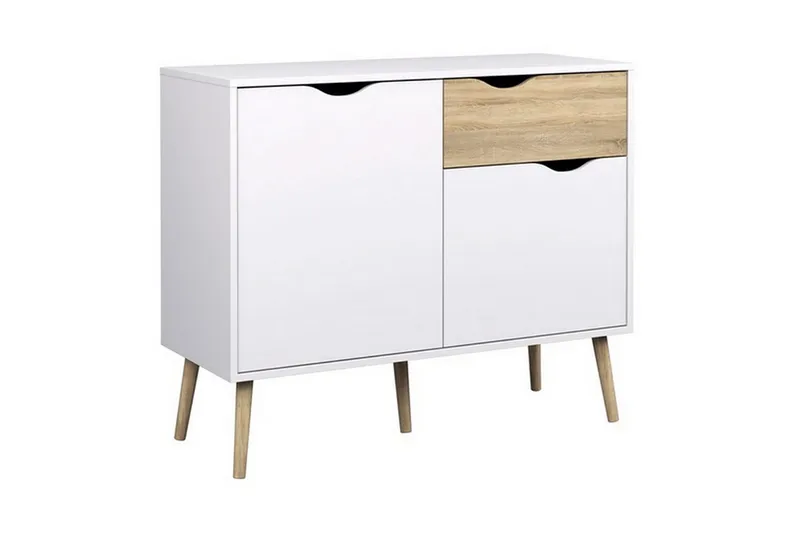 Delta Skänk 99 cm, Vit/Ek