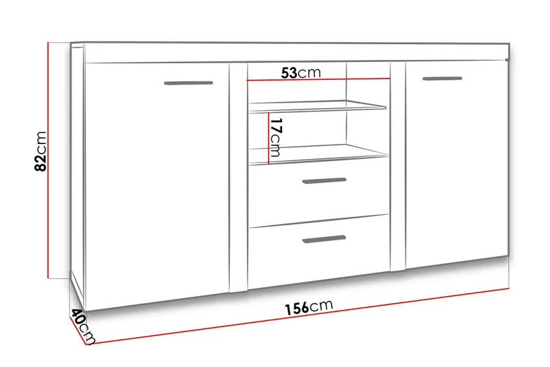 Rumba Skänk 157x40x81 cm - Vit - Förvaring - Förvaringsmöbler - Sideboard & skänk