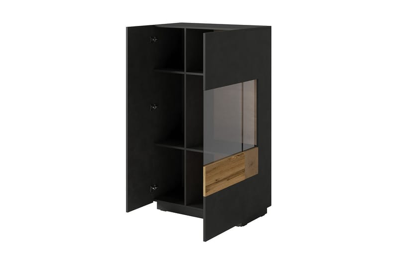 Tomeka Sideboard i Trä med Glasfront - Svart - Förvaring - Förvaringsmöbler - Sideboard & skänk