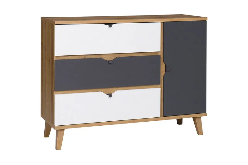 Vintra Skänk 120 cm, Vit/Grå/Trä