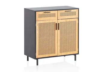 Sideboard Wohnling Melaminbelagd MDF 80 cm 2 dörrar 2 lådor med wienerflätning modern - Förvaring - Förvaringsmöbler - Sideboard & skänk