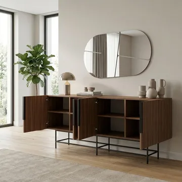 Truvia Konsol 200x77,9x40 cm - Milano Walnut och svart - Förvaring - Förvaringsmöbler - Sideboard & skänk