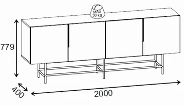 Truvia Konsol 200x77,9x40 cm - Milano Walnut och svart - Förvaring - Förvaringsmöbler - Sideboard & skänk