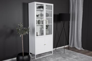 Bakal Bokhylla med Dörrar 80 cm i Glas och Metall - Vit - Förvaring - Hylla - Bokhylla