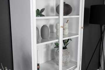 Bakal Bokhylla med Dörrar 80 cm i Glas och Metall - Vit - Förvaring - Hylla - Bokhylla