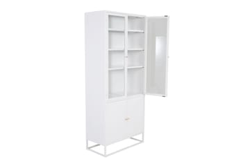 Bakal Bokhylla med Dörrar 80 cm i Glas och Metall - Vit - Förvaring - Hylla - Bokhylla