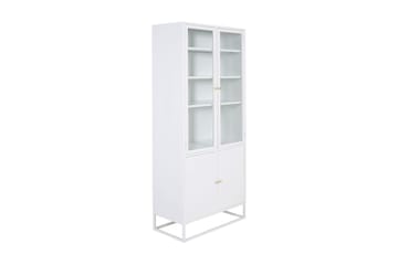 Bakal Bokhylla med Dörrar 80 cm i Glas och Metall - Vit - Förvaring - Hylla - Bokhylla