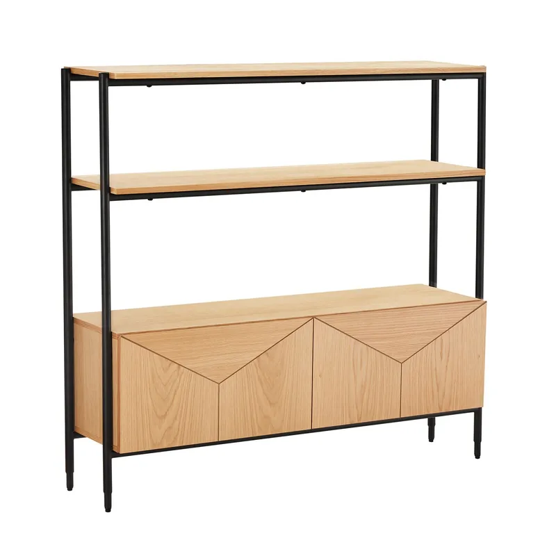 Hylla Nate ek 125,5x32x117 cm, ek/svart