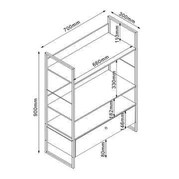 Hylla Study ek/vit 70x30x90 cm - ek/vit - Förvaring - Hylla - Hyllplan & hyllkonsol