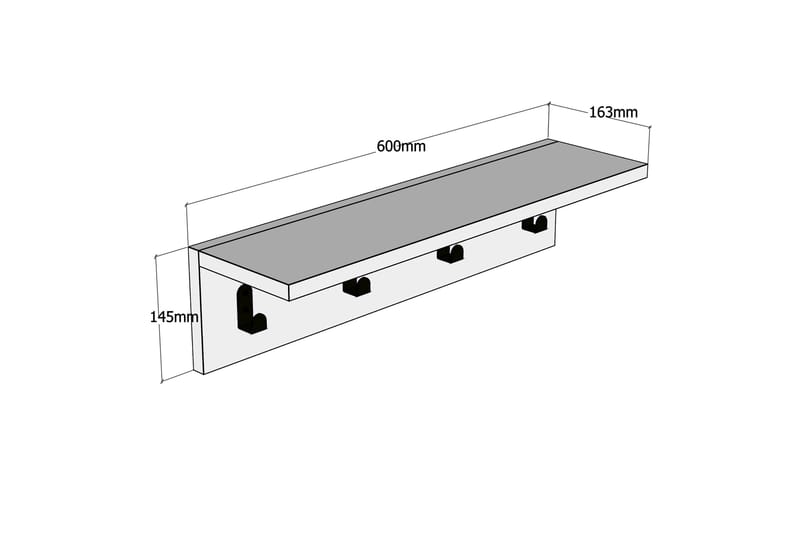 Gersby Vägghylla 60 cm - Brun - Förvaring - Klädförvaring - Klädhängare - Kroklist & Klädkrokar