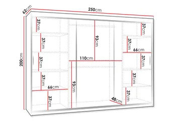 Amira Garderob med Spegel 250x200 cm i Målat Trä med Glasdetaljer - Grå - Förvaring - Klädförvaring - Garderob & garderobssystem