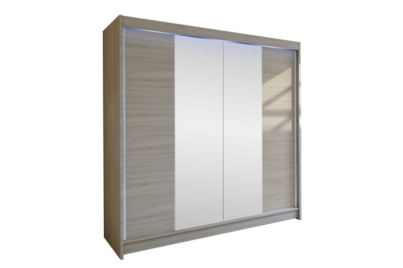 Canderbury Garderob m. Spegel 180x215 cm LED-belysning, Brun