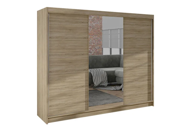 Cyria Garderob med Spegel 200x215 cm, Beige