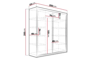 Dunkra Garderob m. Spegel 200x200 cm - Vit - Förvaring - Klädförvaring - Garderob & garderobssystem